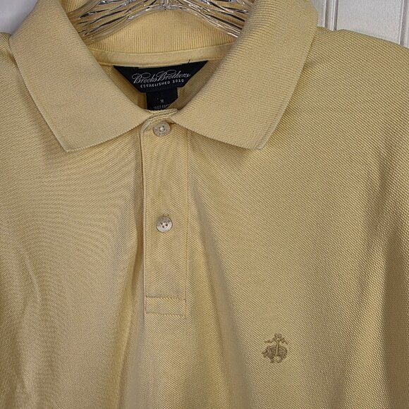 Brooks Brothers Polo Shirt Mens Medium Yellow Pique Logo Preppy Casual Golf - Picture 3 of 5
